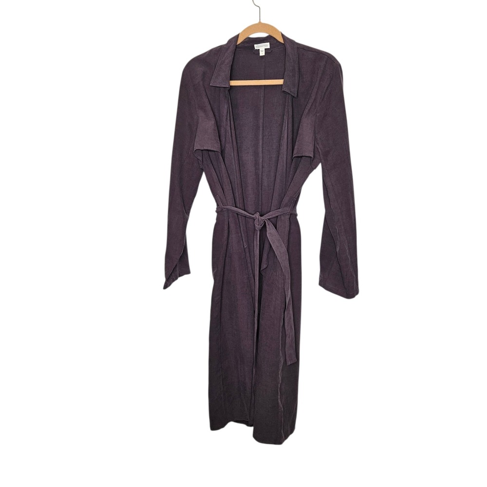 Garnet Hill NWOT Silk Linen Blend Duster Coat Lightweight Belted Grey Gray Sz 12